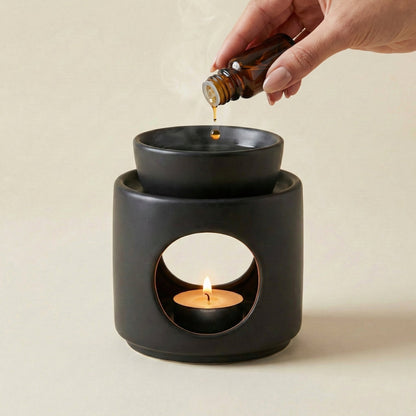 Elegante Duftlampe aus Keramik in Schwarz - Wunderkraft naturals