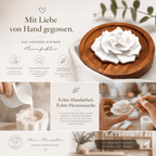 Elegante Duftstein ROSE aus Keramik mit Holztellerchen - Wunderkraft naturals