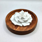 Elegante Duftstein - ROSE mit Holztellerchen, für ätherische Öle in Schränken, Schlafzimmer und anderen Räumen - Wunderkraft.bio