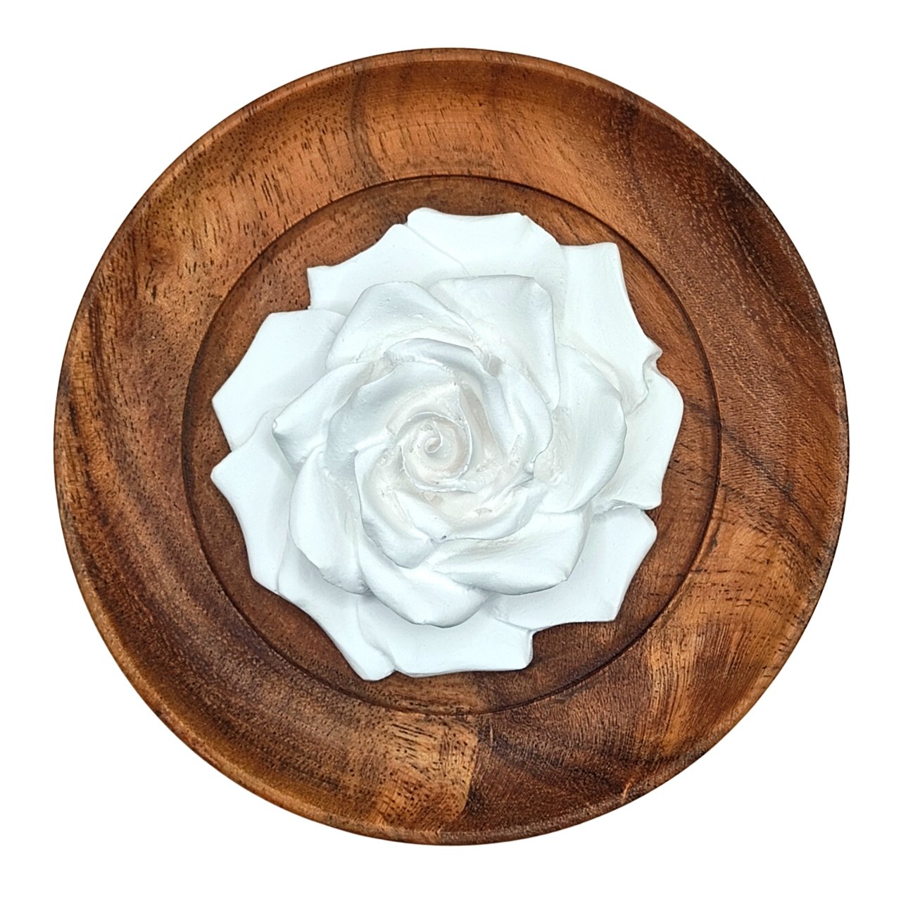 Elegante Duftstein - ROSE mit Holztellerchen, für ätherische Öle in Schränken, Schlafzimmer und anderen Räumen - Wunderkraft.bio