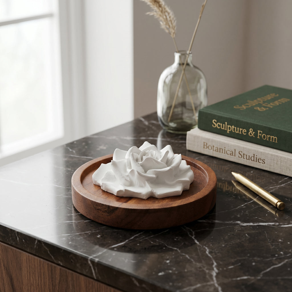 Elegante Duftstein ROSE mit Holztellerchen - Wunderkraft naturals