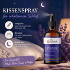 Entspannungs - Lavendelspray mit Bio Lavendelöl, 100ml Raumspray und Kissenspray für süße Träume - Wunderkraft naturals