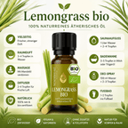 Gedankenfrische "LEMONGRASSÖL BIO"⚡Energie & Fokus - 🧼 Reinigung & Hygiene - Wunderkraft naturals