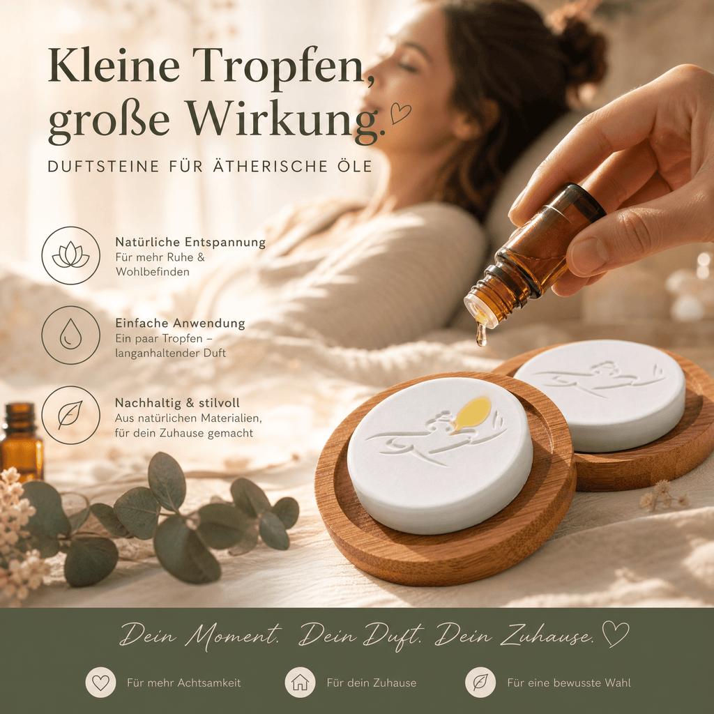 Handgemachter Duftstein aus Keramik – Natürlicher Raumduft & Aromatherapie für dein Zuhause (2er Set) - Wunderkraft naturals