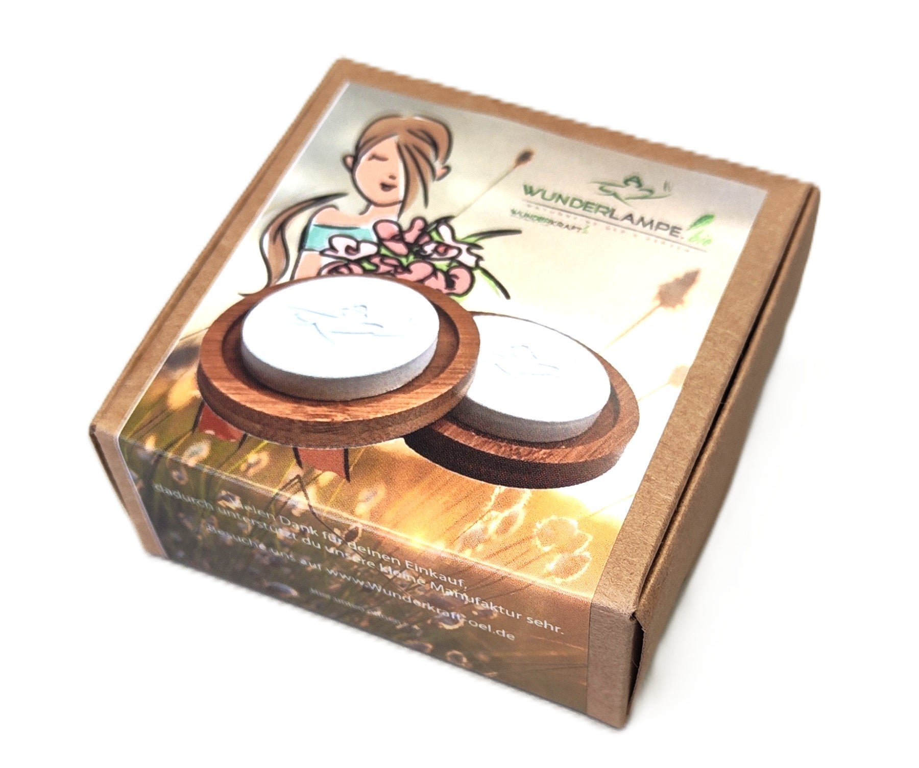 Handgemachter Duftstein für ätherische Öle mit Bambus Unterteller (2er Set) - Wunderkraft.bio von Wunderlampe.bio