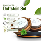 Handgemachter Duftstein für ätherische Öle mit Bambus Unterteller - Wunderkraft.bio