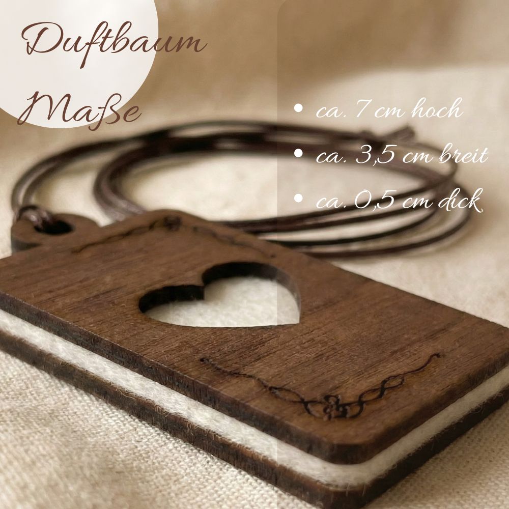 Holz Anhänger für ätherische Öle "HERZ", Duftbaum aus Nussbaumholz mit Filzpad für Duftöle - Wunderkraft naturals