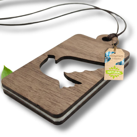 Holz Anhänger für ätherische Öle "TAUBE", Duftbaum aus Nussbaumholz mit Filzpad für ätherische Öle - Wunderkraft naturals