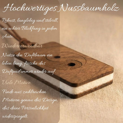Holz Anhänger für ätherische Öle "YINYANG", Duftbaum aus Nussbaumholz mit Filzpad für Duftöle - Wunderkraft naturals