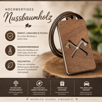 Holz Duftbaum für ätherische Öle "AXT", Anhänger aus Nussbaumholz mit Filzpad fürs Auto - Wunderkraft naturals