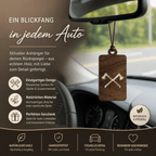Holz Duftbaum für ätherische Öle "AXT", Anhänger aus Nussbaumholz mit Filzpad fürs Auto - Wunderkraft naturals