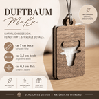 Holz Duftbaum für ätherische Öle "BULLE", Anhänger aus Nussbaumholz mit Filzpad fürs Auto - Wunderkraft naturals