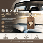 Holz Duftbaum für ätherische Öle "BULLE", Anhänger aus Nussbaumholz mit Filzpad fürs Auto - Wunderkraft naturals