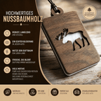 Holz Duftbaum für ätherische Öle "ELCH", Anhänger aus Nussbaumholz mit Filzpad fürs Auto - Wunderkraft naturals