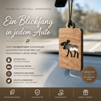 Holz Duftbaum für ätherische Öle "ELCH", Anhänger aus Nussbaumholz mit Filzpad fürs Auto - Wunderkraft naturals