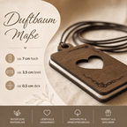 Holz Duftbaum für ätherische Öle "HERZ", Anhänger aus Nussbaumholz mit Filzpad für Duftöle - Wunderkraft naturals