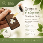 Holz Duftbaum für ätherische Öle "KLEEBLATT", Anhänger aus Nussbaumholz mit Filzpad fürs Auto - Wunderkraft naturals