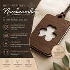 Holz Duftbaum für ätherische Öle "KLEEBLATT", Anhänger aus Nussbaumholz mit Filzpad fürs Auto - Wunderkraft naturals