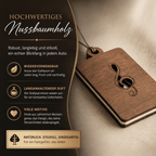 Holz Duftbaum für ätherische Öle "NOTENSCHLÜSSEL", Anhänger aus Nussbaumholz mit Filzpad fürs Auto - Wunderkraft naturals