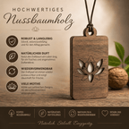 Holz Duftbaum für ätherische Öle "PFINGSTROSE", Anhänger aus Nussbaumholz mit Filzpad für ätherische Öle - Wunderkraft naturals