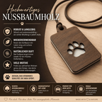 Holz Duftbaum für ätherische Öle "PFOTE", Anhänger aus Nussbaumholz mit Filzpad fürs Auto - Wunderkraft naturals