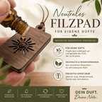 Holz Duftbaum für ätherische Öle "SONNE", Anhänger aus Nussbaumholz mit Filzpad fürs Auto - Wunderkraft naturals