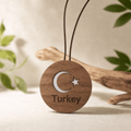 Holz Duftbaum mit türkischer Flagge – Natürlicher Auto Lufterfrischer zum Nachbeduften - Wk-naturals Wunderkraft Öle