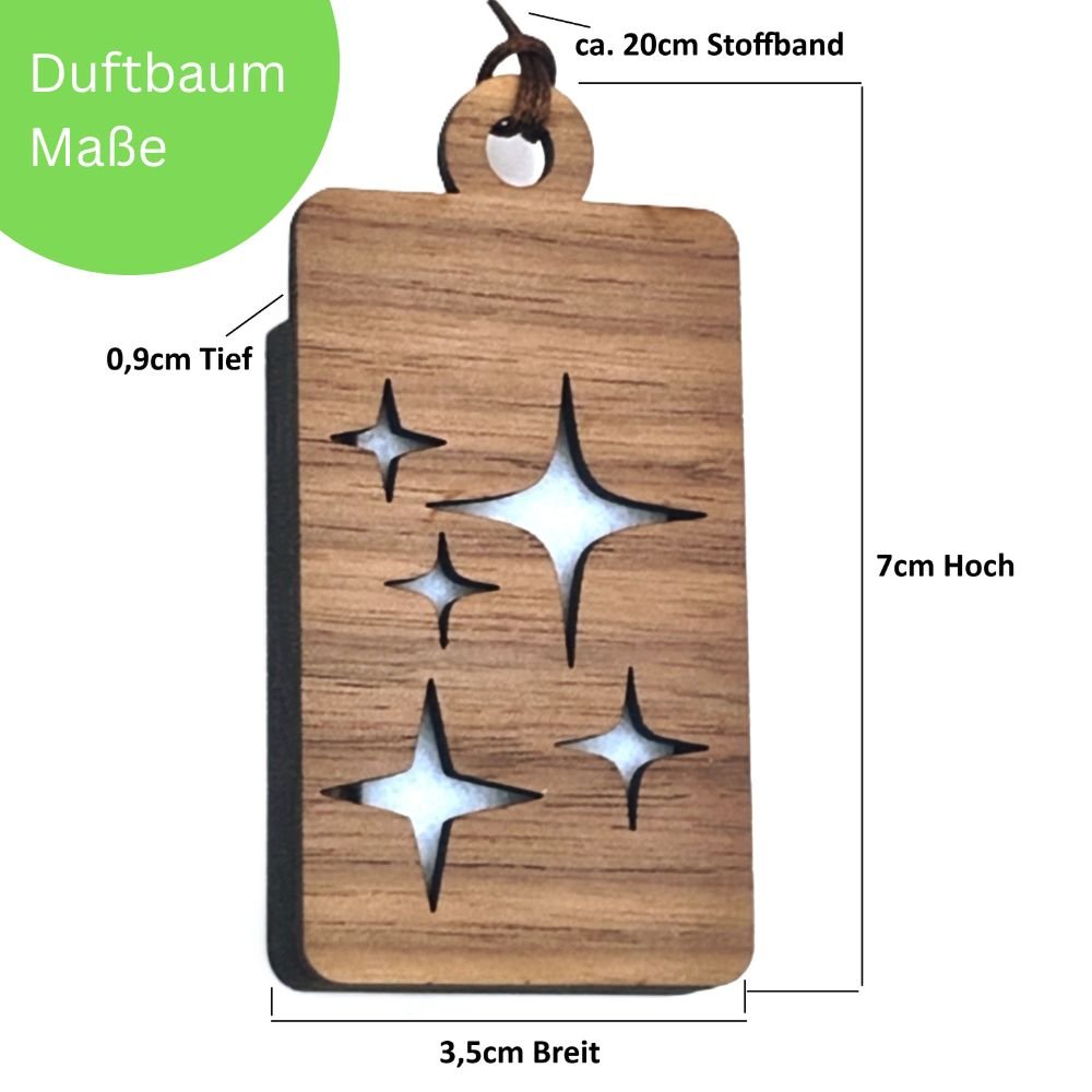 Holz Lufterfrischer "ORNAMENT", Duftbaum aus Nussbaumholz mit Filzpad fürs Auto - Wunderkraft.bio von Wunderlampe.bio
