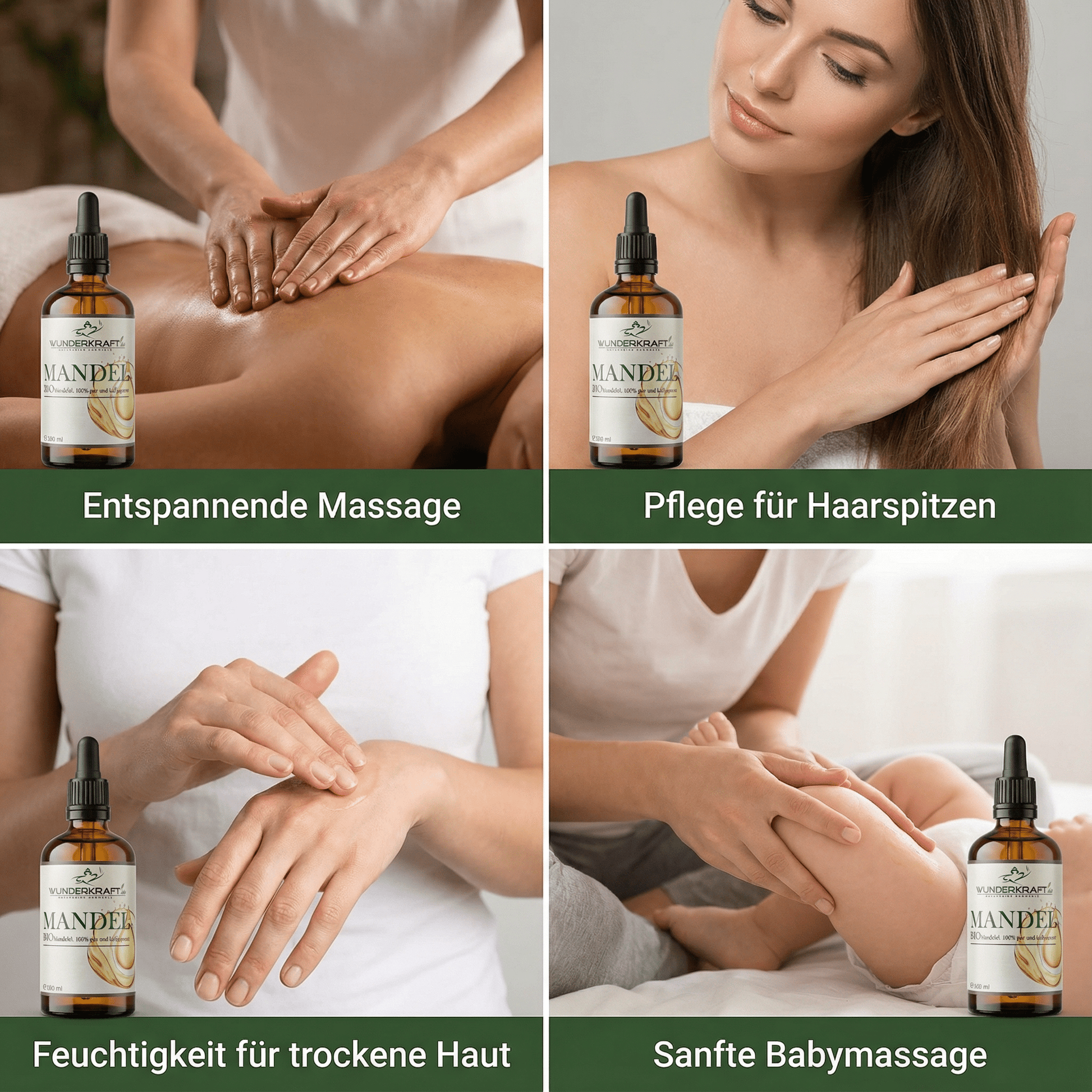 Im SET BIO Jojobaöl & bio Mandelöl, naturrein, je 100ml, als Basisöl oder zur Massage - Wunderkraft naturals