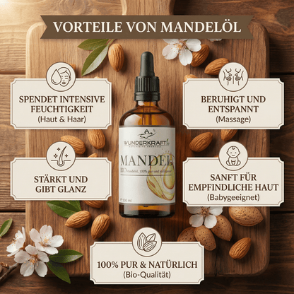 Im SET BIO Jojobaöl & bio Mandelöl, naturrein, je 100ml, als Basisöl oder zur Massage - Wunderkraft naturals