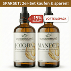 Im SET BIO Jojobaöl & bio Mandelöl, naturrein, je 100ml, als Basisöl oder zur Massage - Wunderkraft naturals
