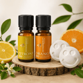Kids Aroma Set „Citrus Balance“ – Bio Zitronenöl & Orangenöl mit Duftsteinen – 100% naturreine ätherische Öle – sanfter Raumduft für Kinderzimmer & Zuhause - Wunderkraft naturals