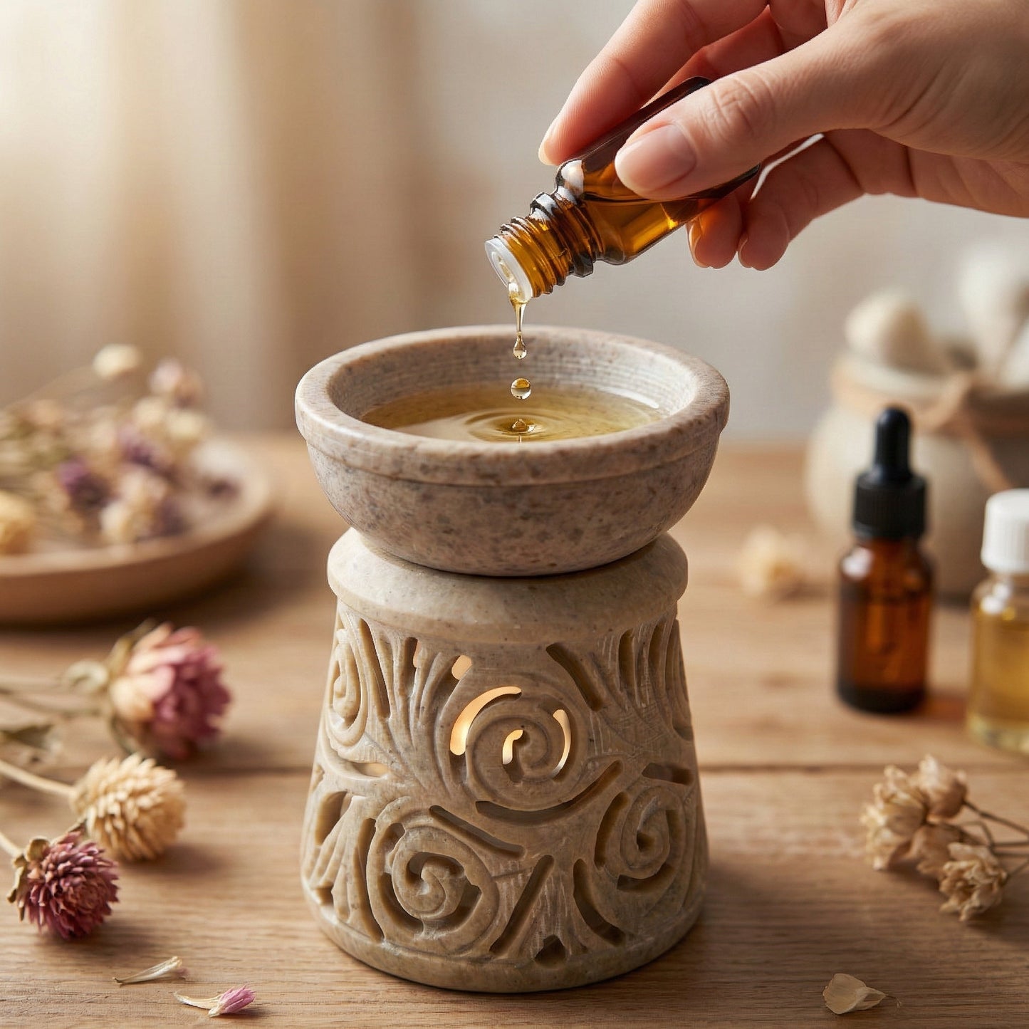 Kleine Duftlampe aus Speckstein "Ranya" - Wunderkraft naturals