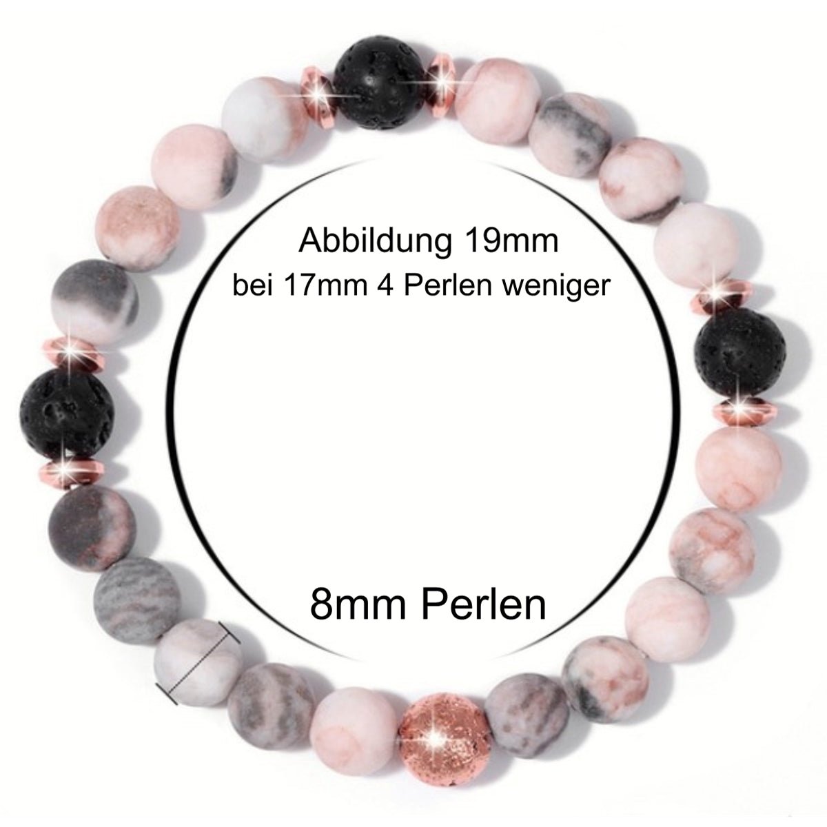 Lavastein Armband "Rose" mit 3 Lavasteinperlen - Ätherische Öle - Yoga - Wunderkraft.bio - Wunderkraft.bio