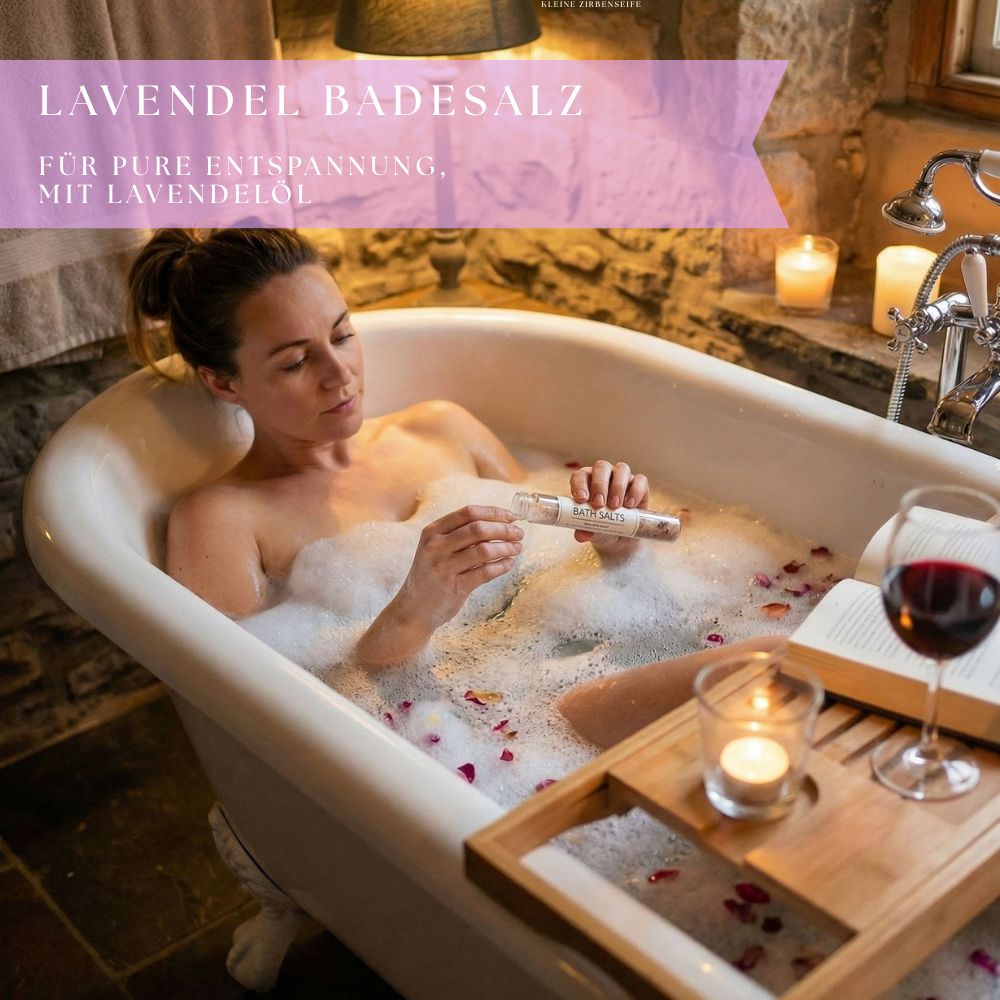 Lavendel Wellness Geschenkset für Frauen – Lavendel Spa Set mit Badesalz, Seife, Bio Lavendelöl, Duftstein, fertig verpacktes Geschenkset Frauen - Wunderkraft naturals