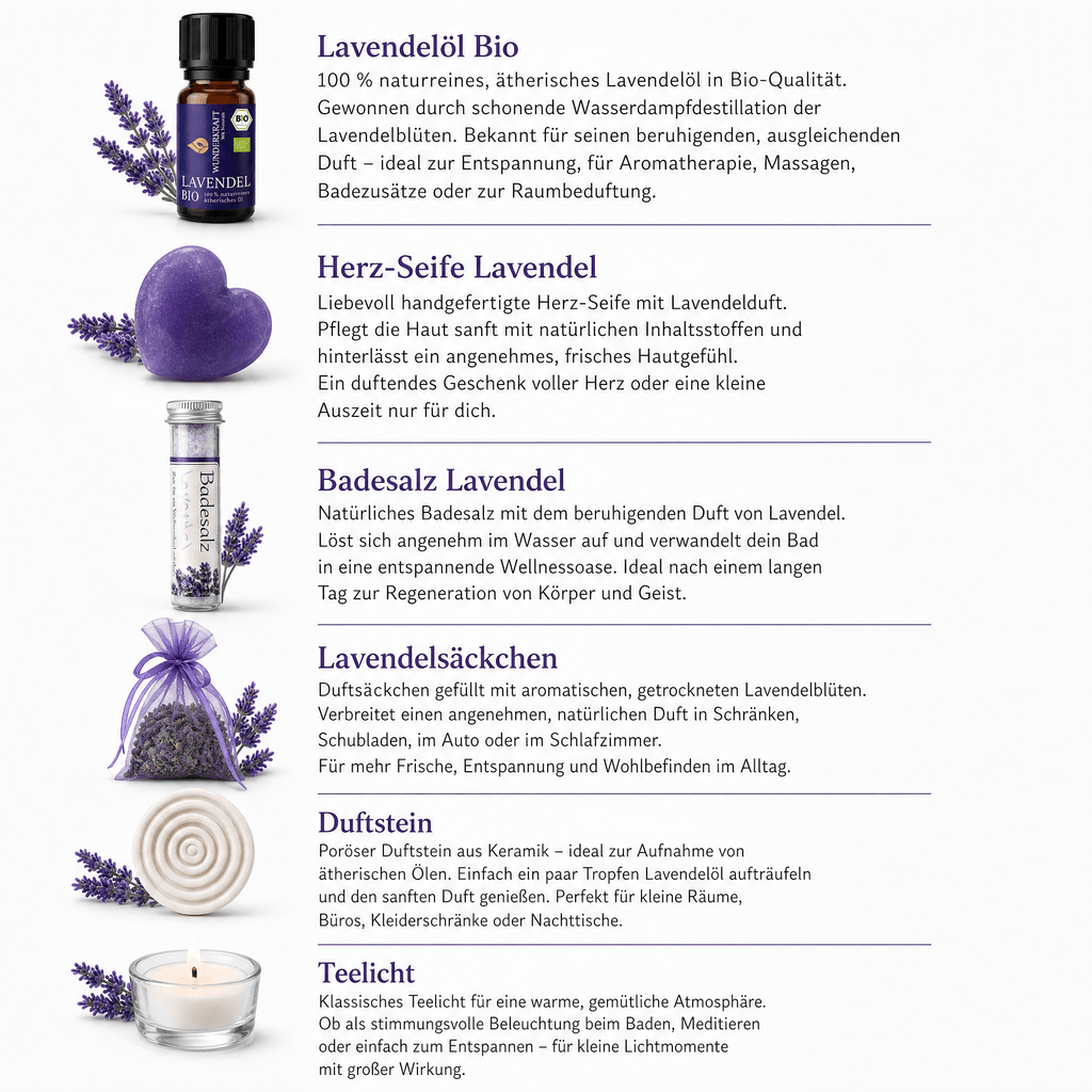Lavendel Wellness Geschenkset – Pure Entspannung für besondere Momente - Wunderkraft naturals