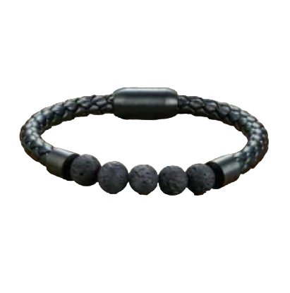 Lederarmband mit Lavaperlen in schwarz für Aromaöle - Wunderkraft.bio