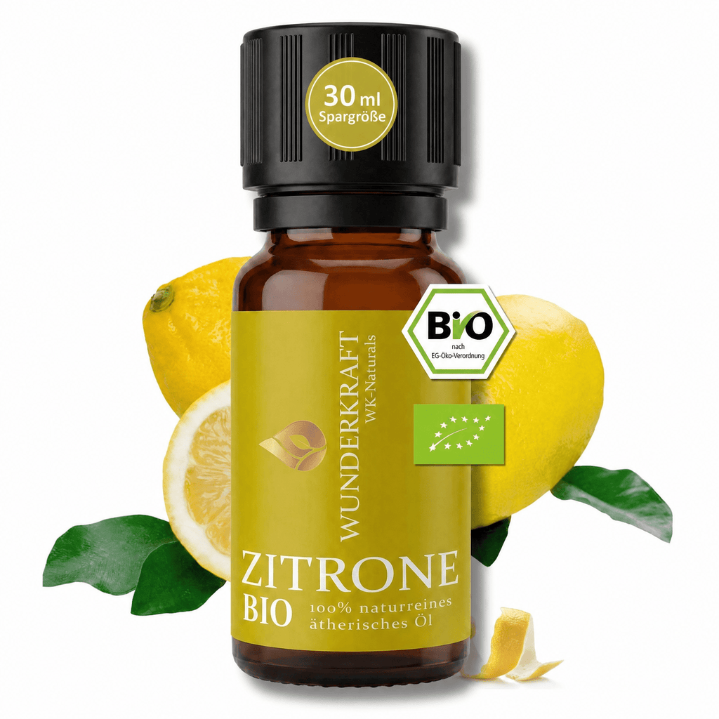 Morgenfrische "ZITRONENÖL BIO" 🧼 Reinigung & Hygiene - ⚡Energie & Fokus - 🌿 Haut & Pflege - Wunderkraft naturals