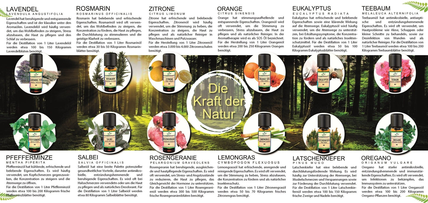 Naturreine ätherische Bio Öle 10 ml - Wunderkraft.bio von Wunderlampe.bio