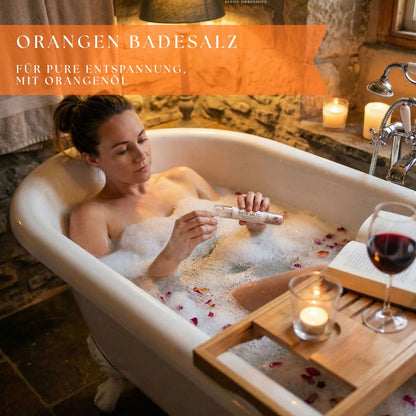 Orangen Wellness Geschenkset für Frauen – Orangen Spa Set mit Badesalz, Seife, Bio Orangenöl, Duftstein, fertig verpacktes Geschenkset Frauen - Wunderkraft naturals