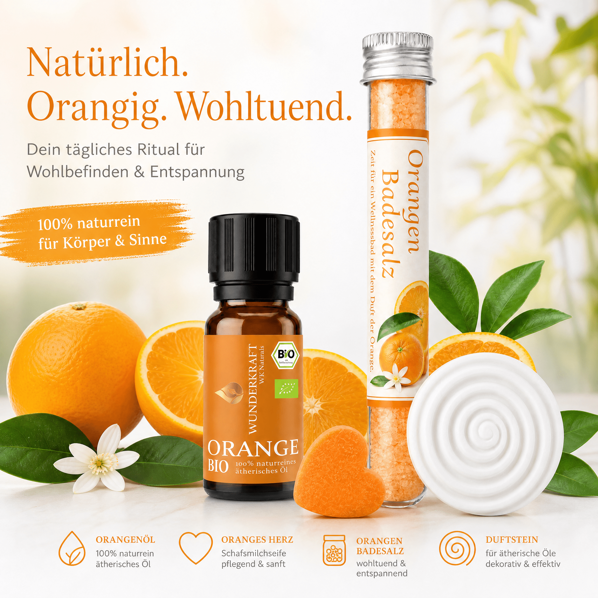 Orangen Wellness Geschenkset – Wärme & Wohlfühlmomente zum Verschenken - Wunderkraft naturals