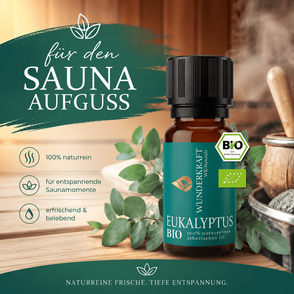 Reine Energie "EUKALYPTUSÖL BIO" 🌬️ Atemwege & Erkältung - 🧼 Reinigung & Hygiene - Wunderkraft naturals
