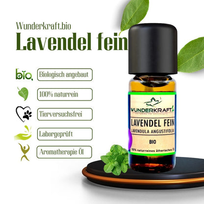 Riesen Duftstein & Holzteller inkl. BIO Lavendelöl fein, 100% ätherisches Öl, 10ml - Wunderkraft.bio