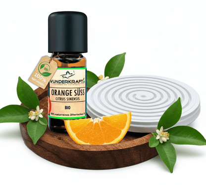 Riesen Duftstein & Holzteller inkl. BIO Orangenöl, 100% ätherisches Öl, 10ml - Wunderkraft.bio von Wunderlampe.bio