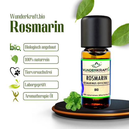 Riesen Duftstein & Holzteller inkl. BIO Rosmarinöl, 100% ätherisches Öl, 10ml - Wunderkraft.bio