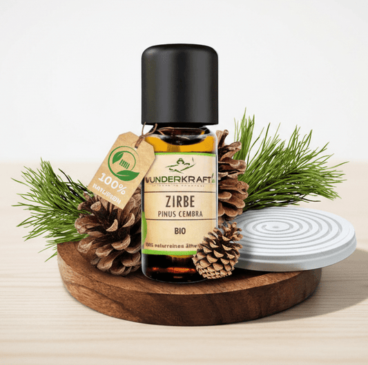 Riesen Duftstein & Holzteller inkl. BIO Zirbenöl, 100% ätherisches Öl, 10ml - Wunderkraft.bio von Wunderlampe.bio