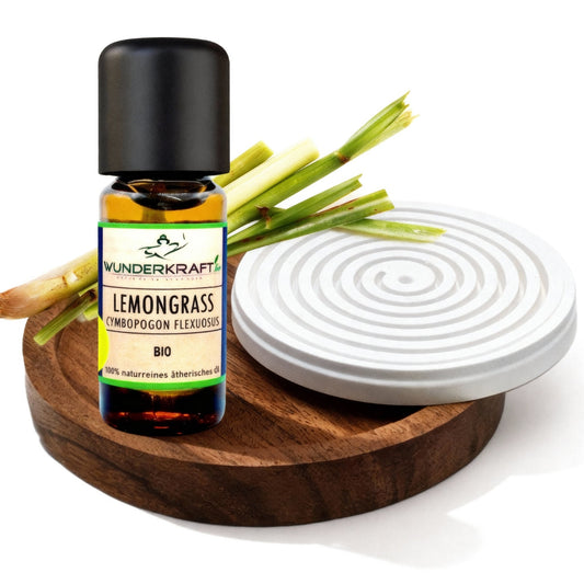 Riesen Duftstein mit Holzteller inkl. BIO Lemongrassöl, 100% naturreine ätherische Öle - Wunderkraft.bio von Wunderlampe.bio