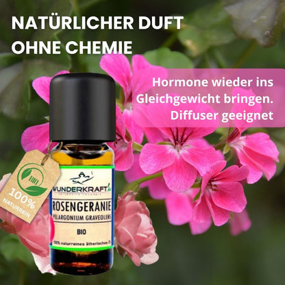 Riesen Duftstein mit Holzteller inkl. BIO Rosengeranienöl, 100% naturreines ätherisches Öl - Wunderkraft.bio von Wunderlampe.bio