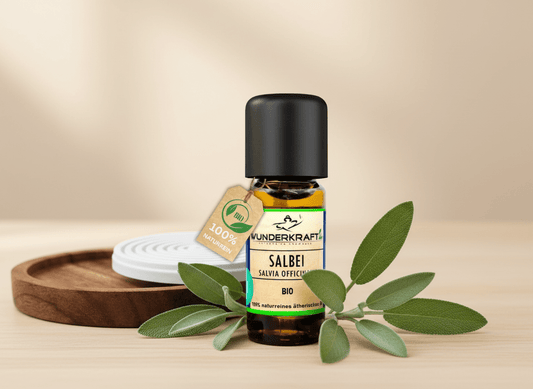Riesen Duftstein mit Holzteller inkl. BIO Salbeiöl, 100% naturreine ätherische Öle - Wunderkraft.bio von Wunderlampe.bio