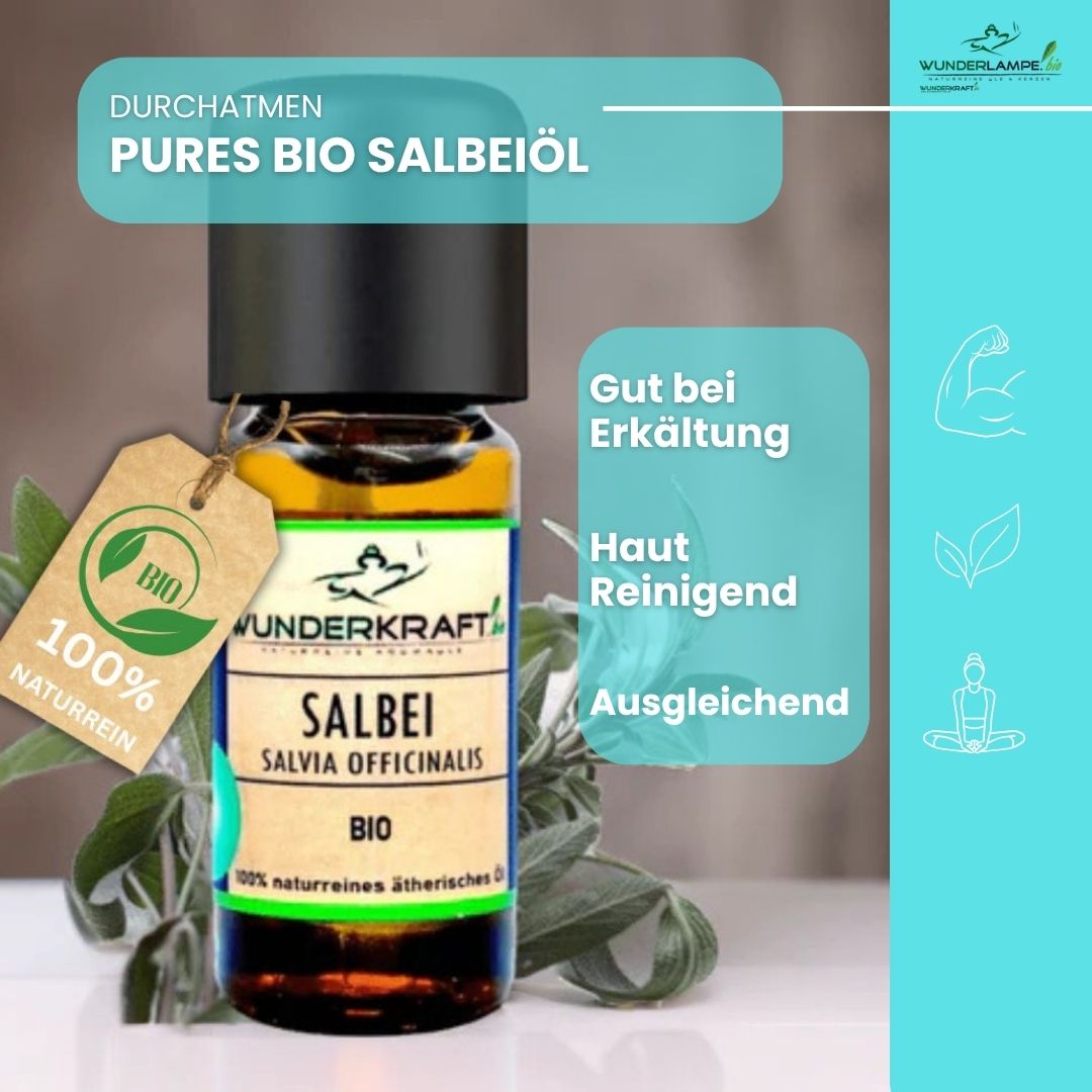 Riesen Duftstein mit Holzteller inkl. BIO Salbeiöl, 100% naturreine ätherische Öle - Wunderkraft.bio von Wunderlampe.bio